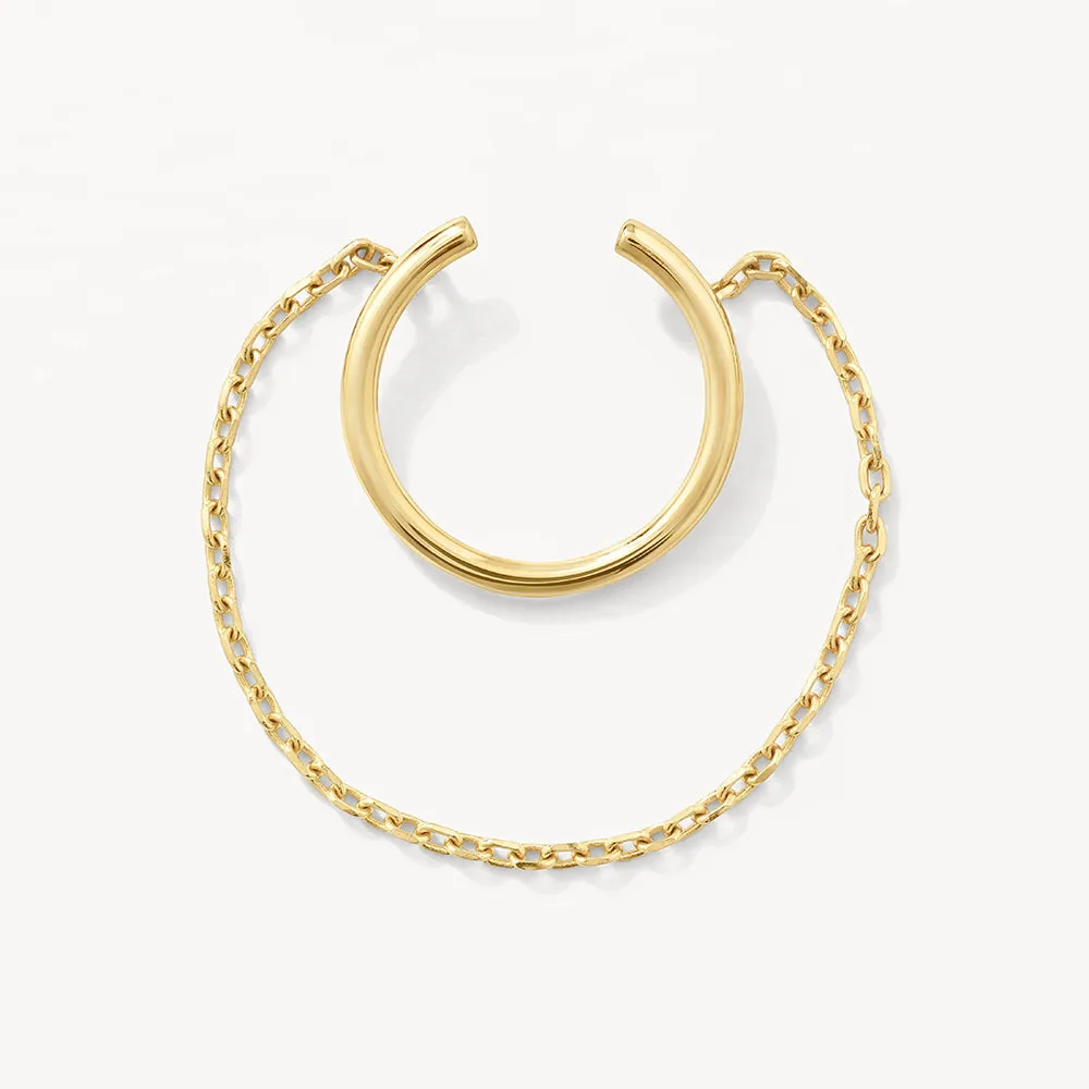 Drop Chain Single Ear Cuff in 10k Gold