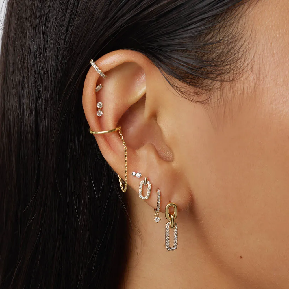 Drop Chain Single Ear Cuff in 10k Gold