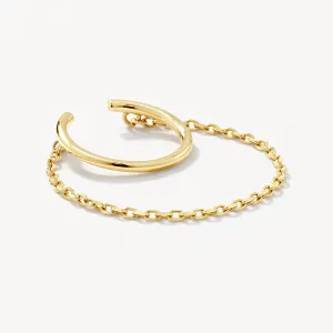 Drop Chain Single Ear Cuff in 10k Gold