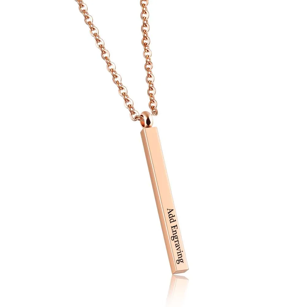 Engrave Name Rose Gold Color Stainless Steel Necklace