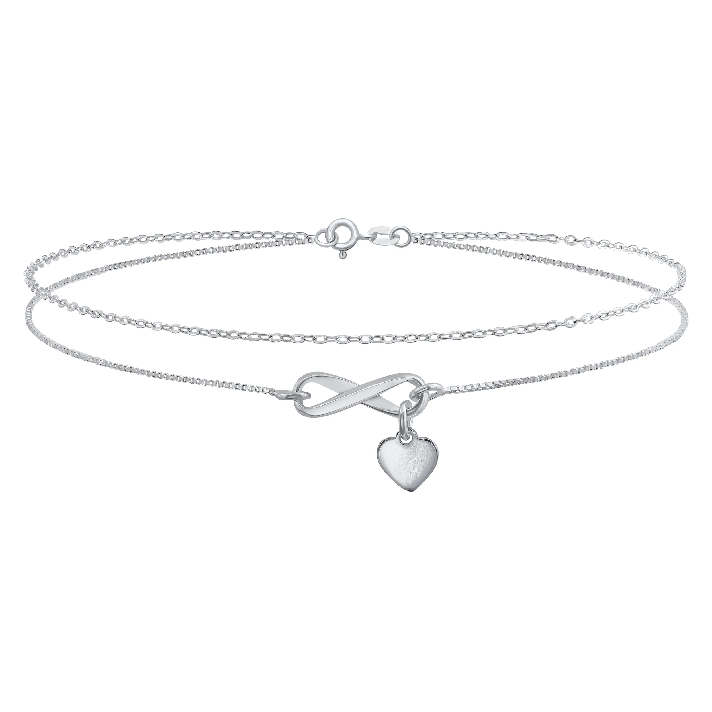 Figure Eight love Knot Infinity Anklet Bracelet .925Sterling Silver