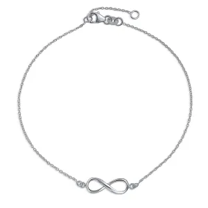 Figure Eight love Knot Infinity Anklet Bracelet .925Sterling Silver