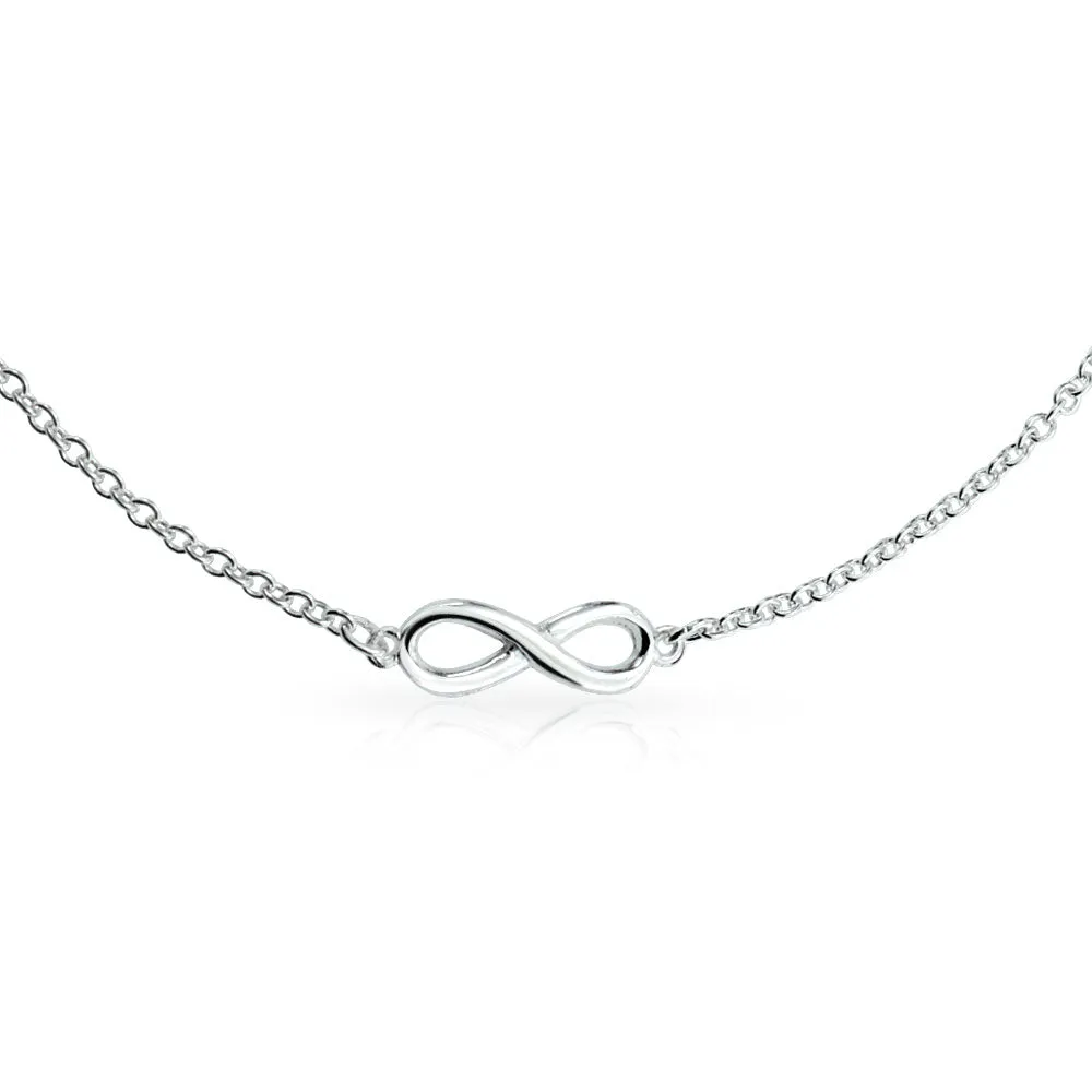 Figure Eight love Knot Infinity Anklet Bracelet .925Sterling Silver