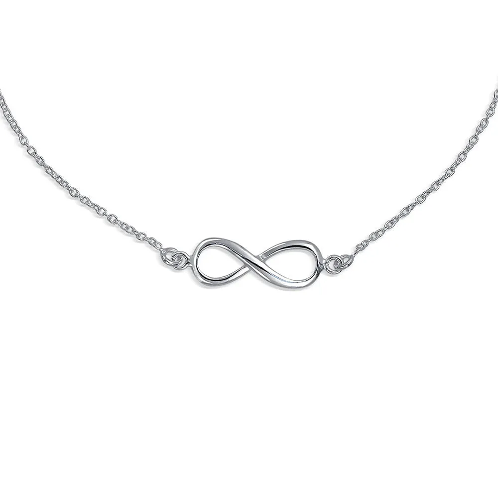 Figure Eight love Knot Infinity Anklet Bracelet .925Sterling Silver