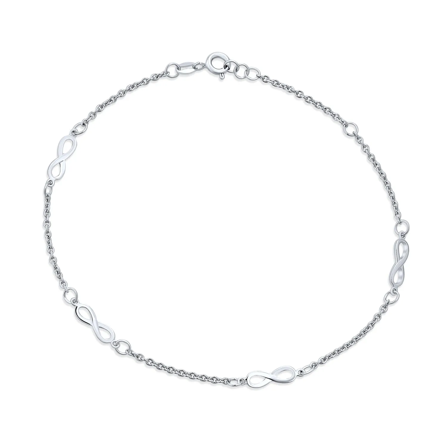 Figure Eight love Knot Infinity Anklet Bracelet .925Sterling Silver