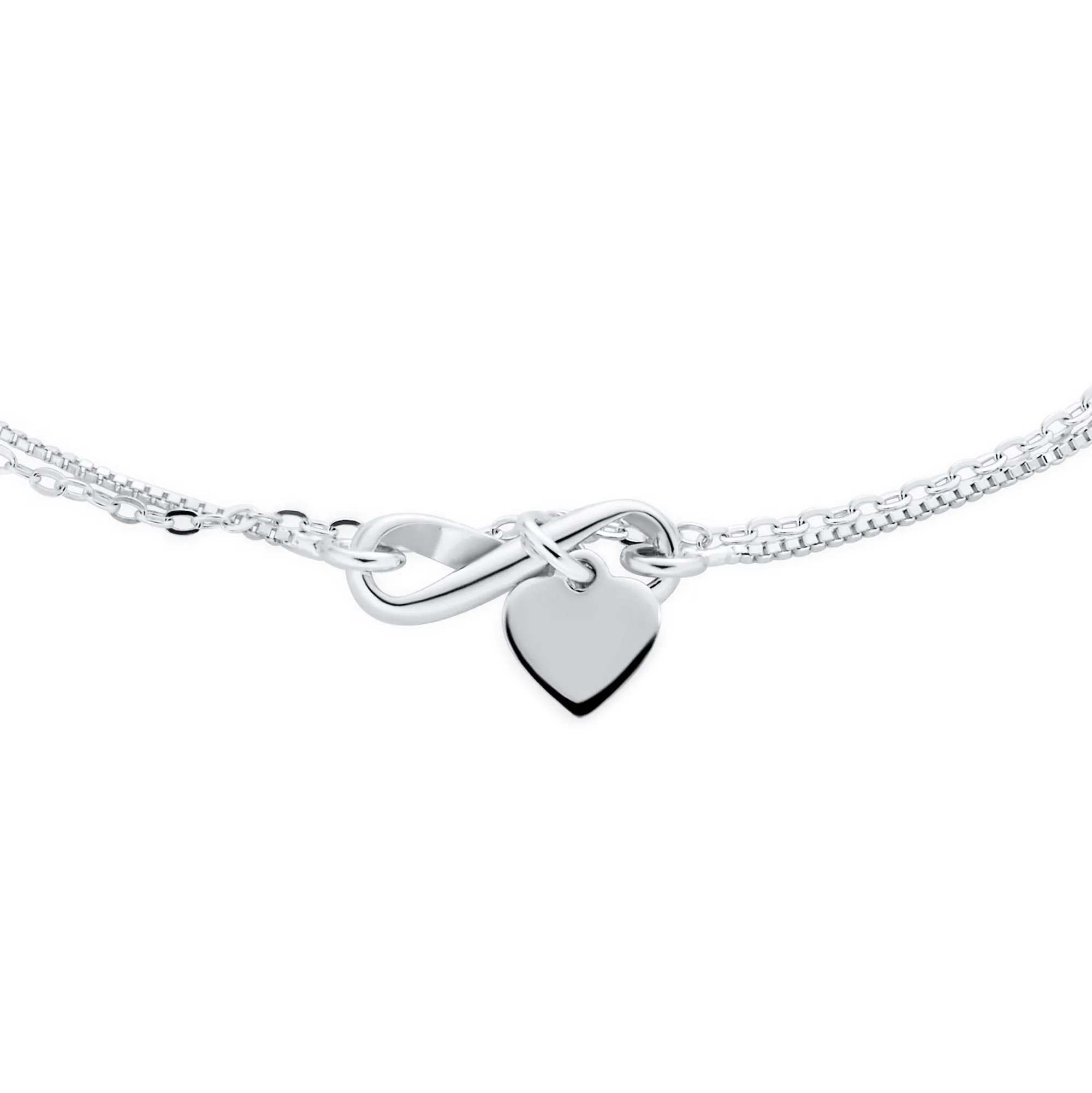 Figure Eight love Knot Infinity Anklet Bracelet .925Sterling Silver