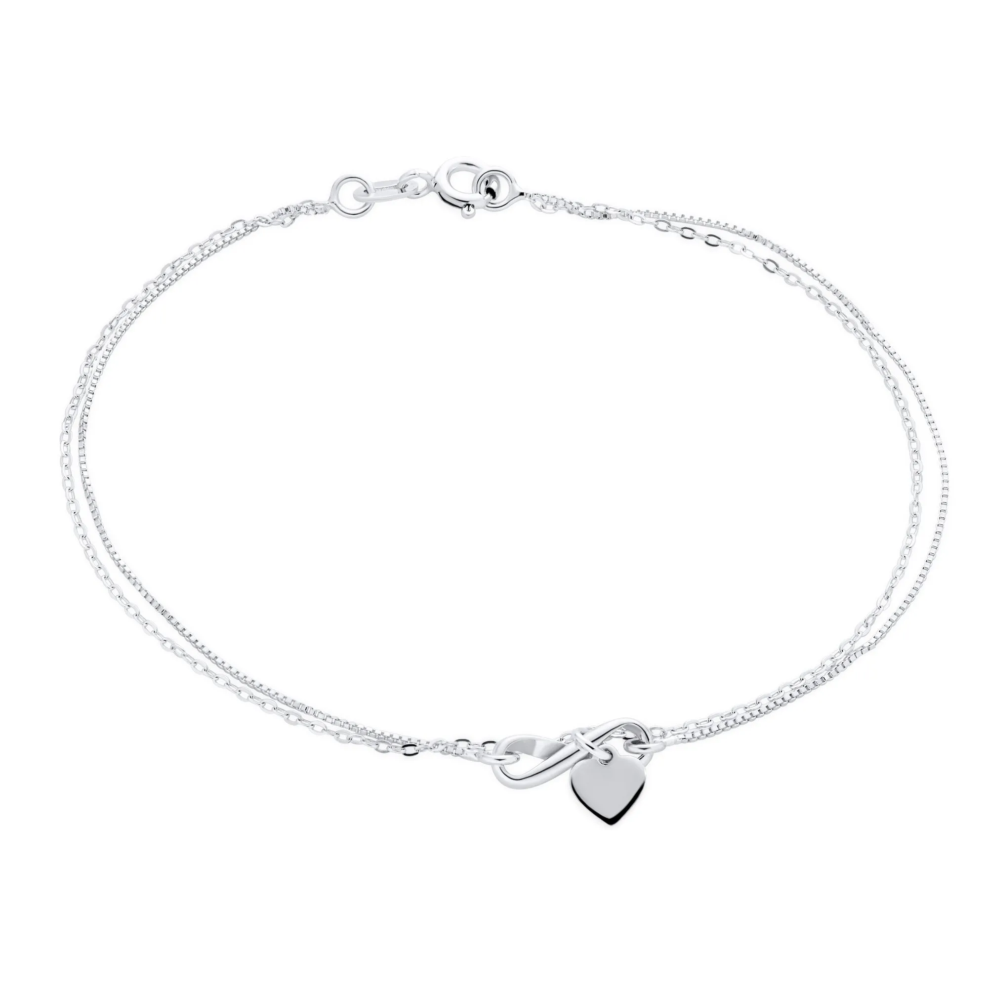 Figure Eight love Knot Infinity Anklet Bracelet .925Sterling Silver