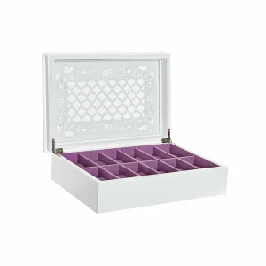 Jewelry box DKD Home Decor Watches 29 x 20 x 9,5 cm Crystal Lilac White MDF Wood