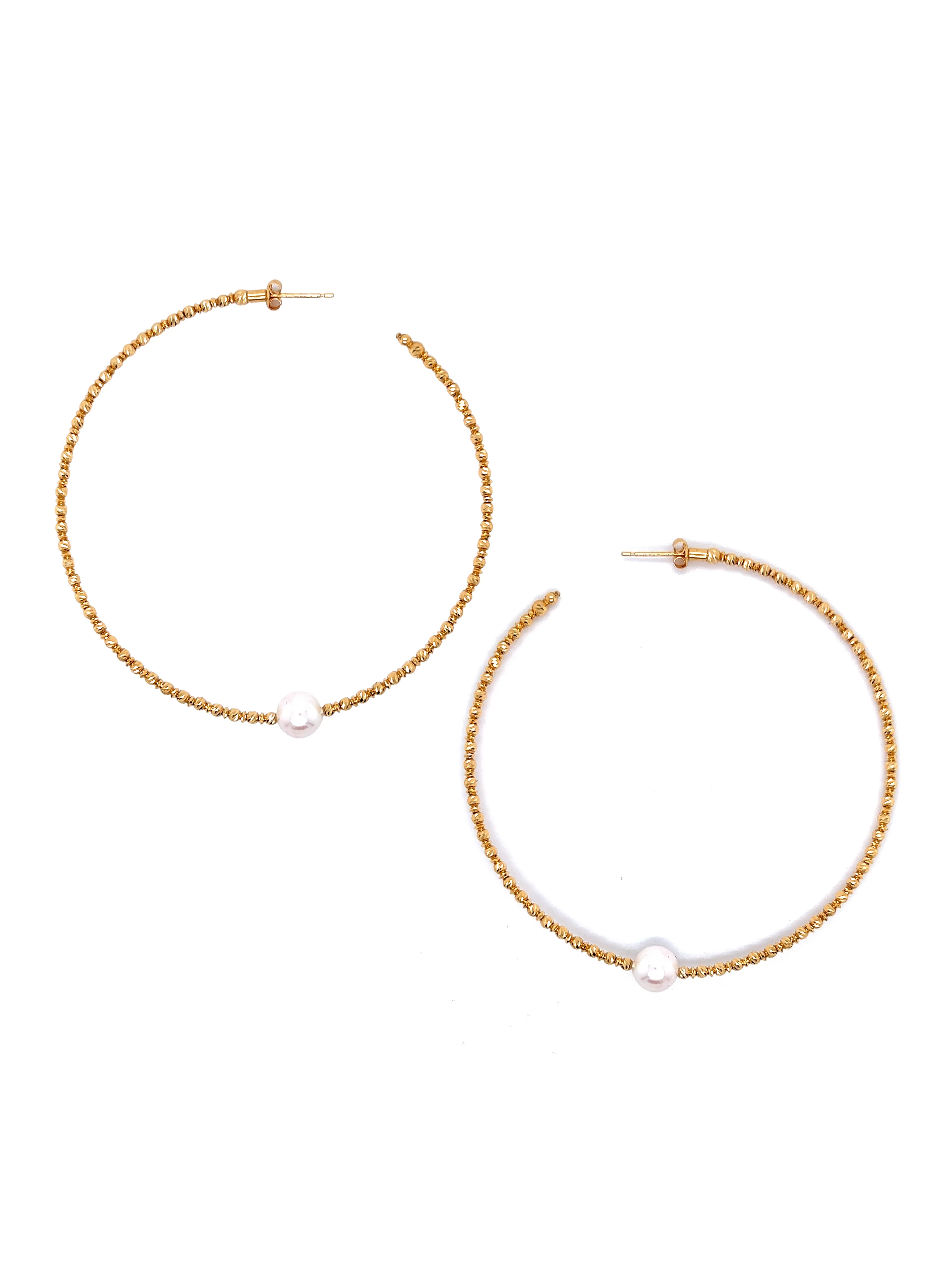 Large Gold Hoops with Pearl