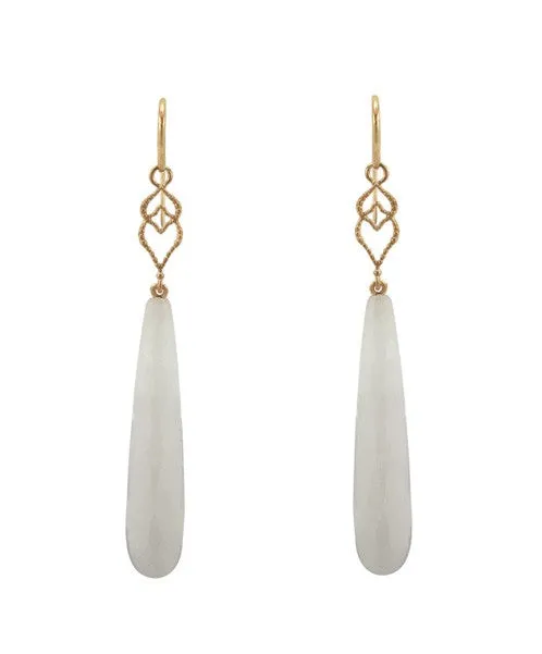 Lisa Nik White Agate Briolette Drop Earrings