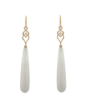 Lisa Nik White Agate Briolette Drop Earrings