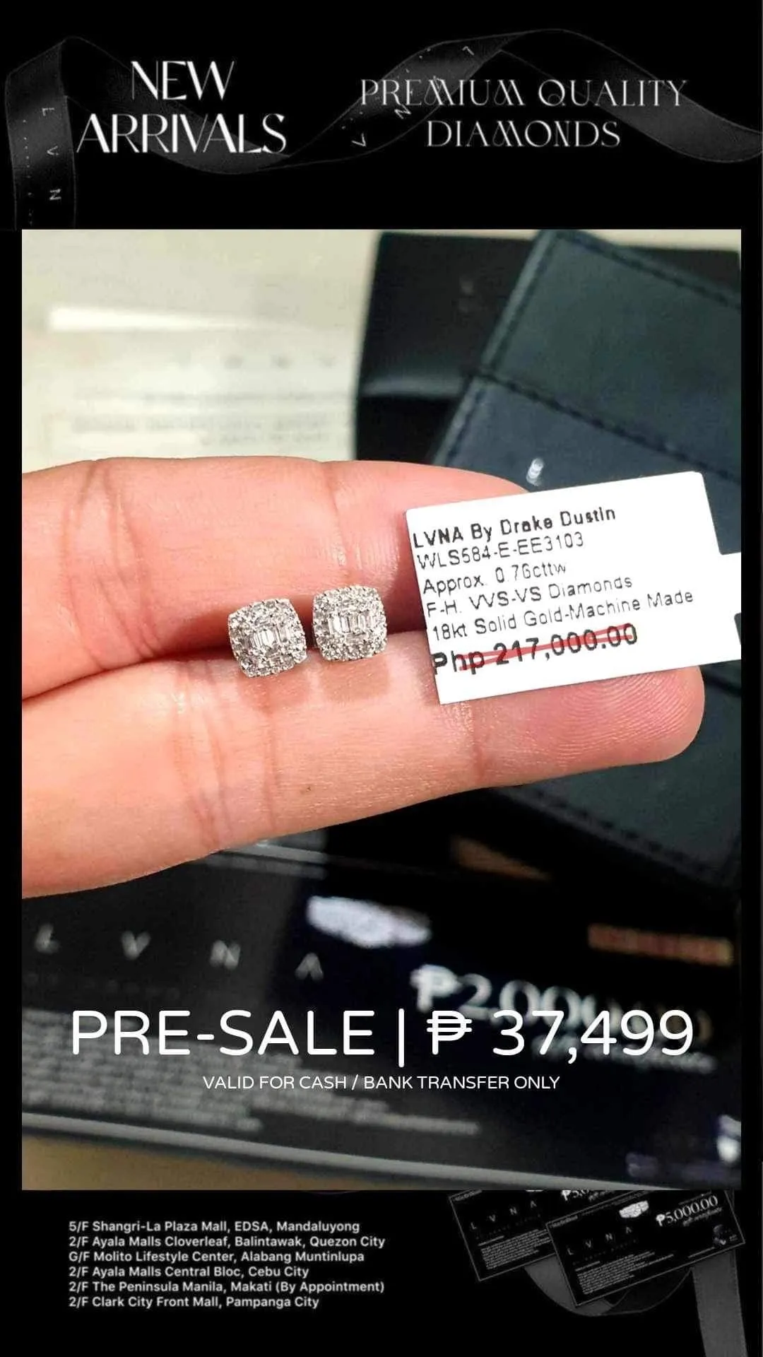 #LVNA2024 | Classic Square Paved Diamond Earrings 18kt