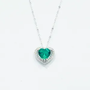 #LVNA2024 | Heart Green Emerald Nano Gemstones Diamond Necklace 16-18" 18kt Chain