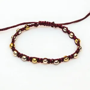 Macrame Bracelet with Silver & Gold Beads