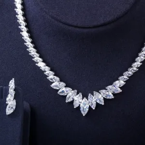 Marquise Cut High Quality Choker Necklace and Earrings Bridal Jewelry Set