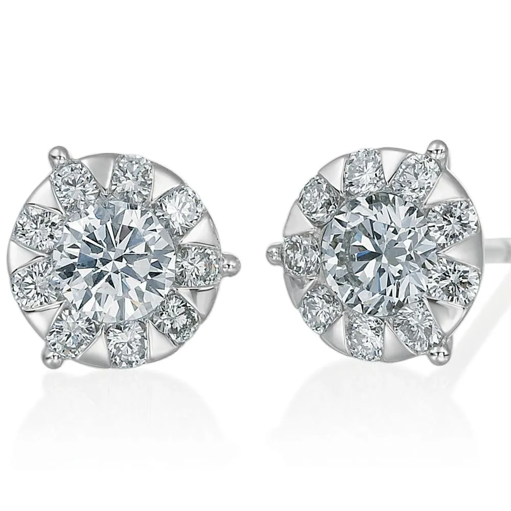 Memoire Diamond Bouquets Three Prong Diamond Stud Earrings