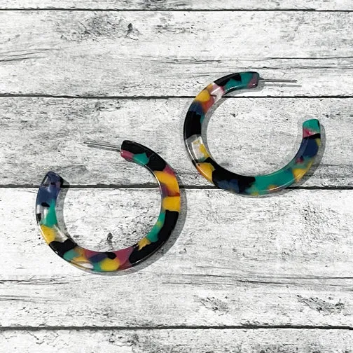 Muted Colors Speckled Hoop Earrings