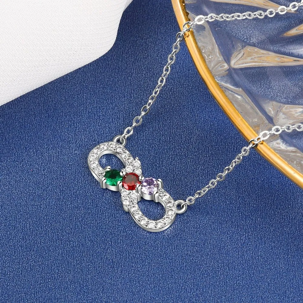 Personalized Infinity 3 Stones Love Necklace