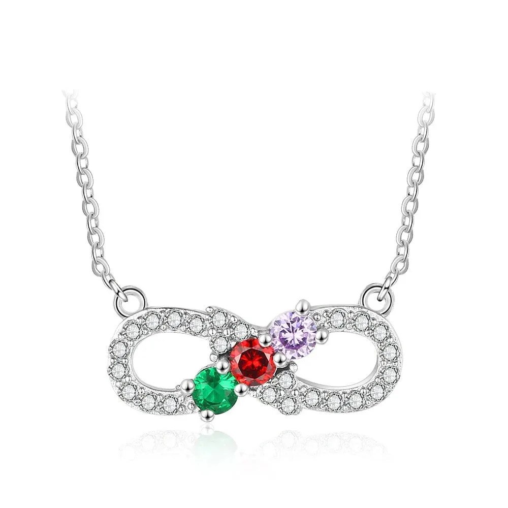 Personalized Infinity 3 Stones Love Necklace