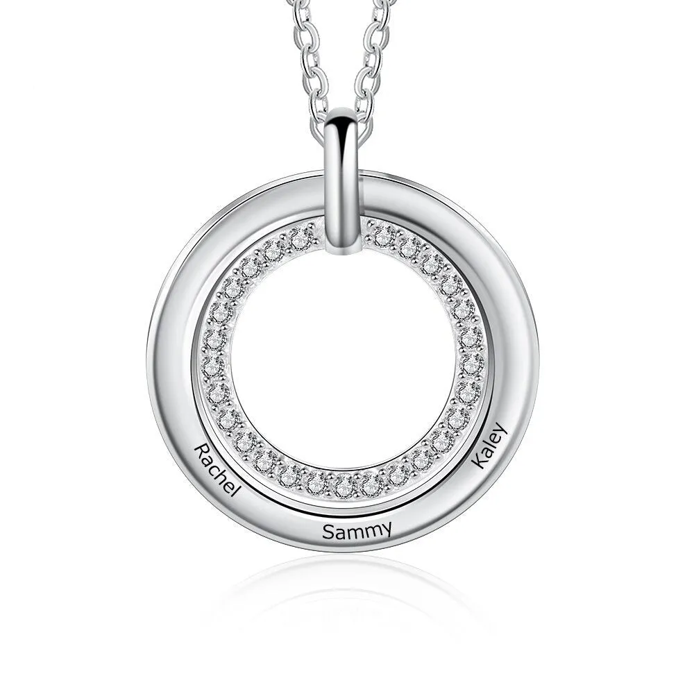 Personalized Name Engraved Circle Necklaces