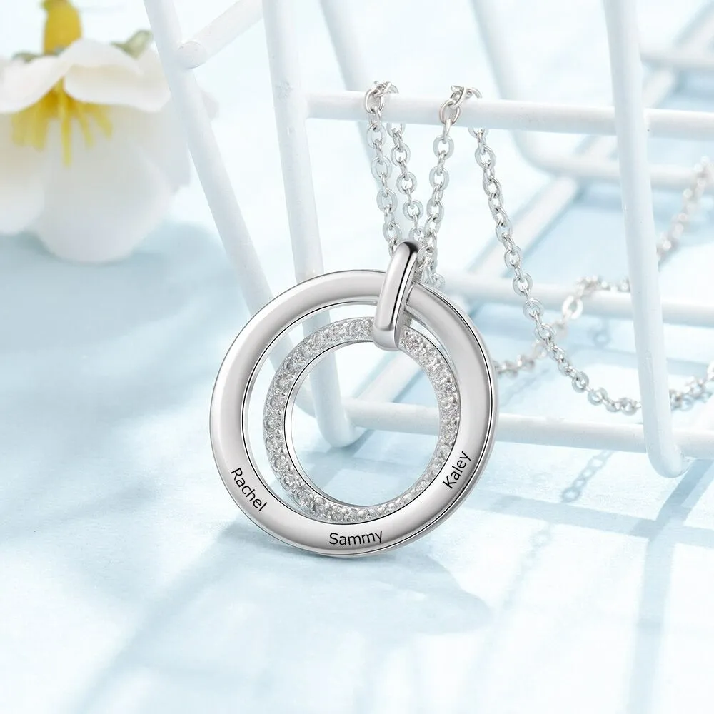 Personalized Name Engraved Circle Necklaces