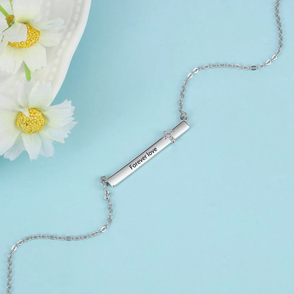 Personalized Name Necklace Strip Shape With Cross