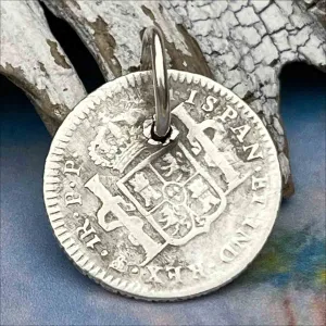 Pirate Chic Silver 1 Reale Spanish Portrait Dollar Dated 1801 - the Legendary "Piece of Eight" Pendant | Artifact #8847