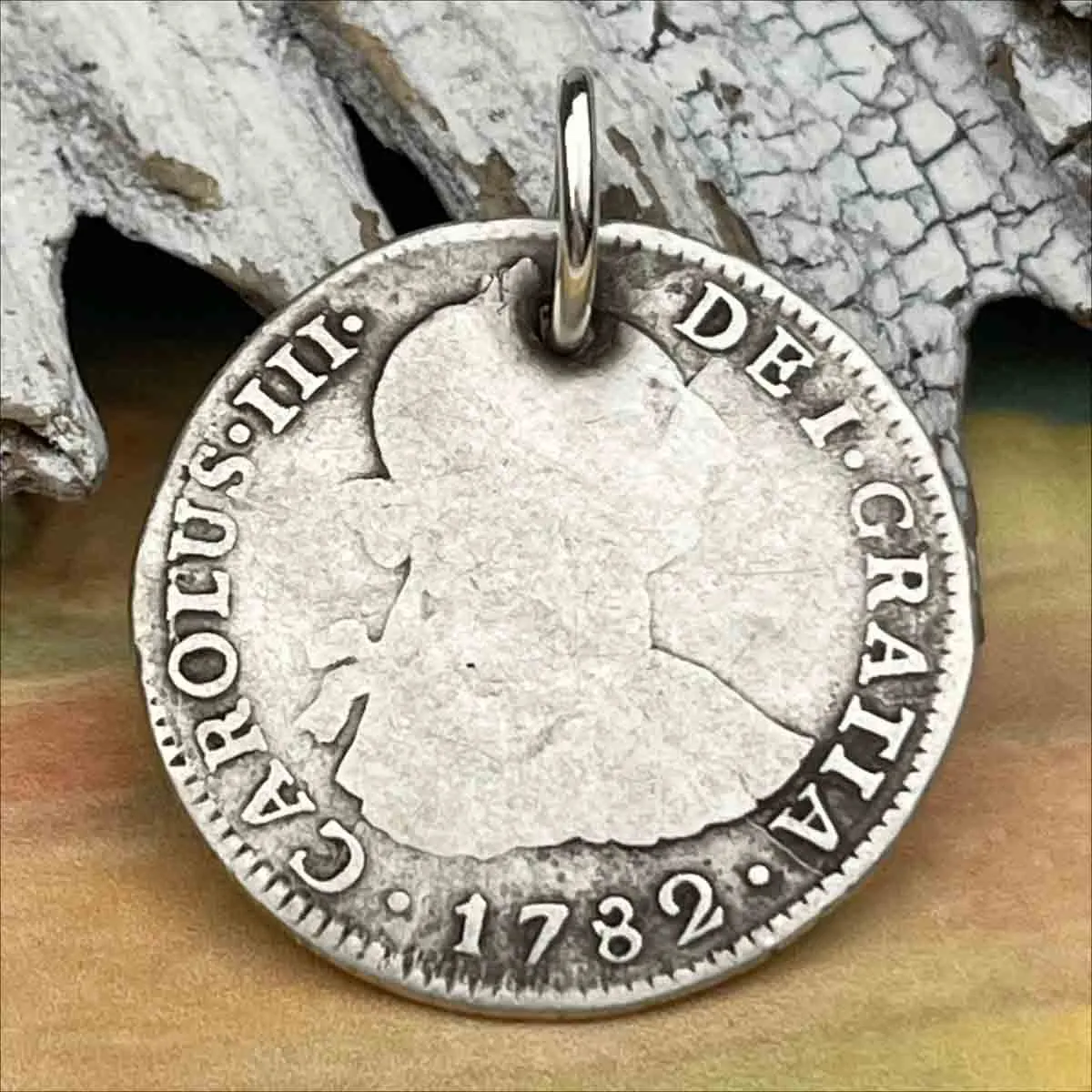 Pirate Chic Silver 2 Reale Spanish Portrait Dollar Dated 1782 - the Legendary "Piece of Eight" Pendant | Artifact #8865