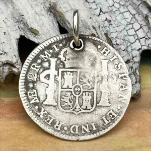 Pirate Chic Silver 2 Reale Spanish Portrait Dollar Dated 1782 - the Legendary "Piece of Eight" Pendant | Artifact #8865