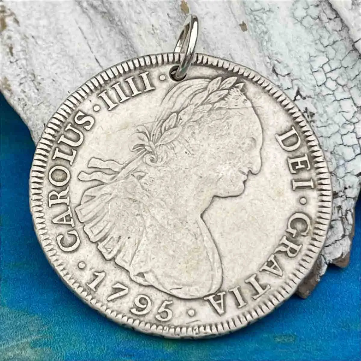 Pirate Chic Silver 8 Reale Spanish Portrait Dollar Dated 1795 - the Legendary "Piece of Eight" Pendant | Artifact #8886