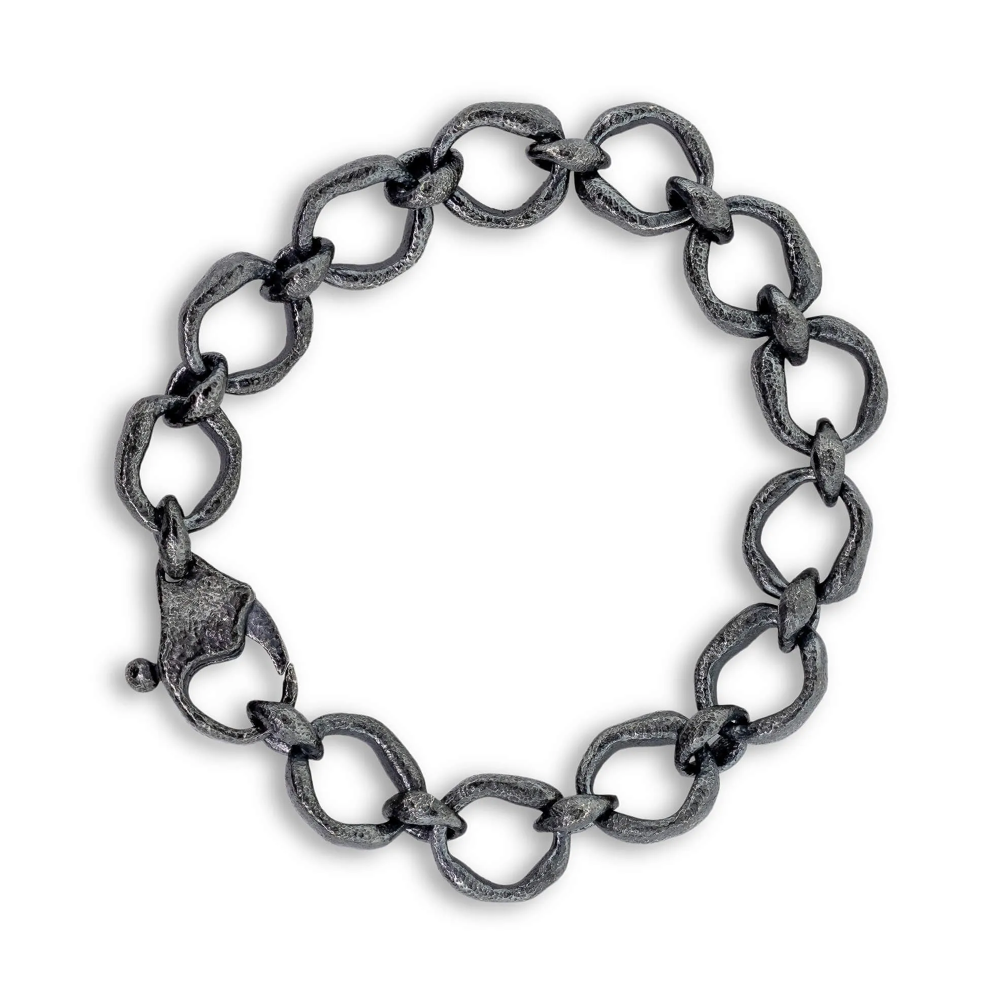 Primal Shapes Flat Link Bracelet in Oxidized Silver