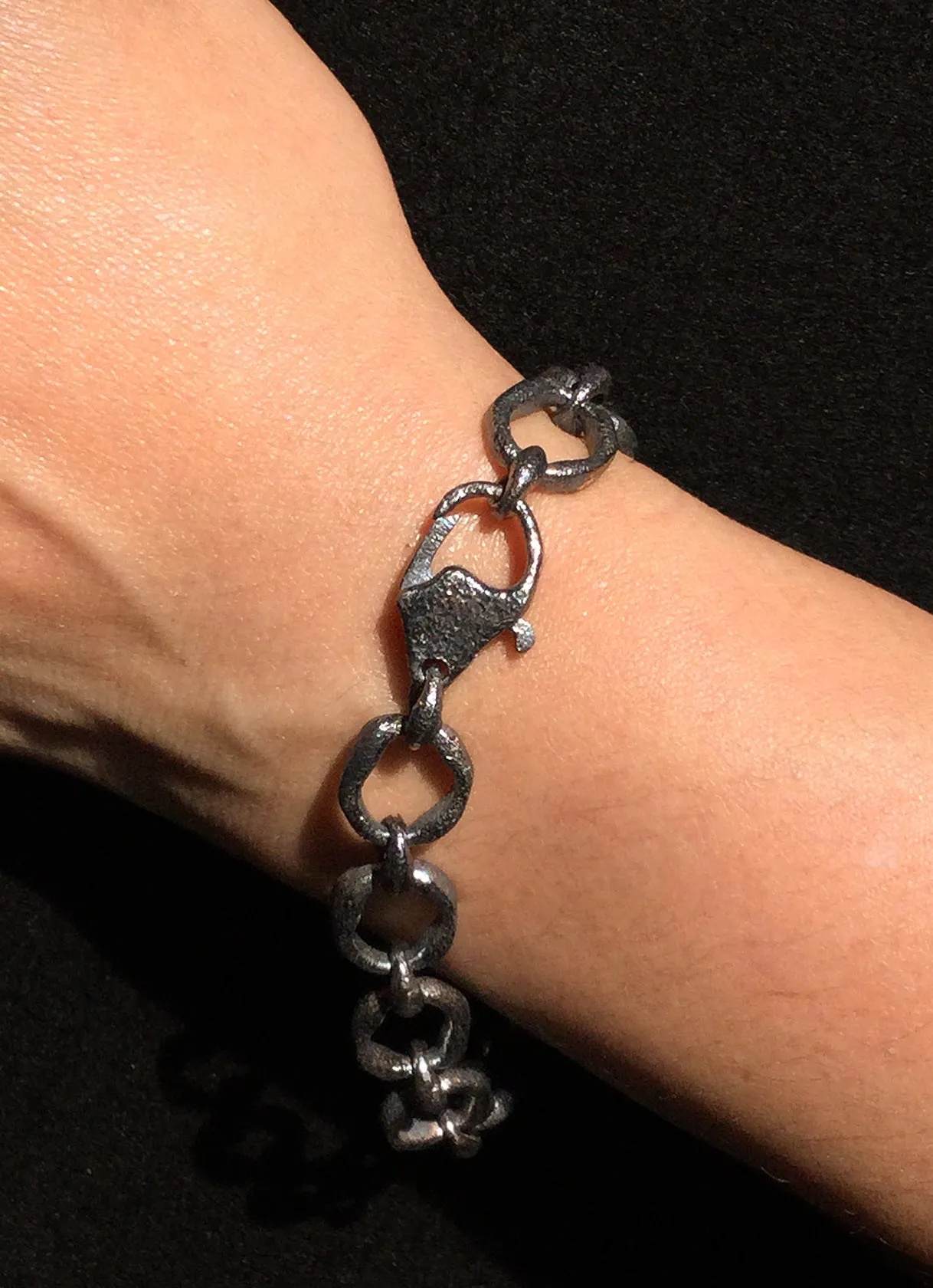 Primal Shapes Flat Link Bracelet in Oxidized Silver