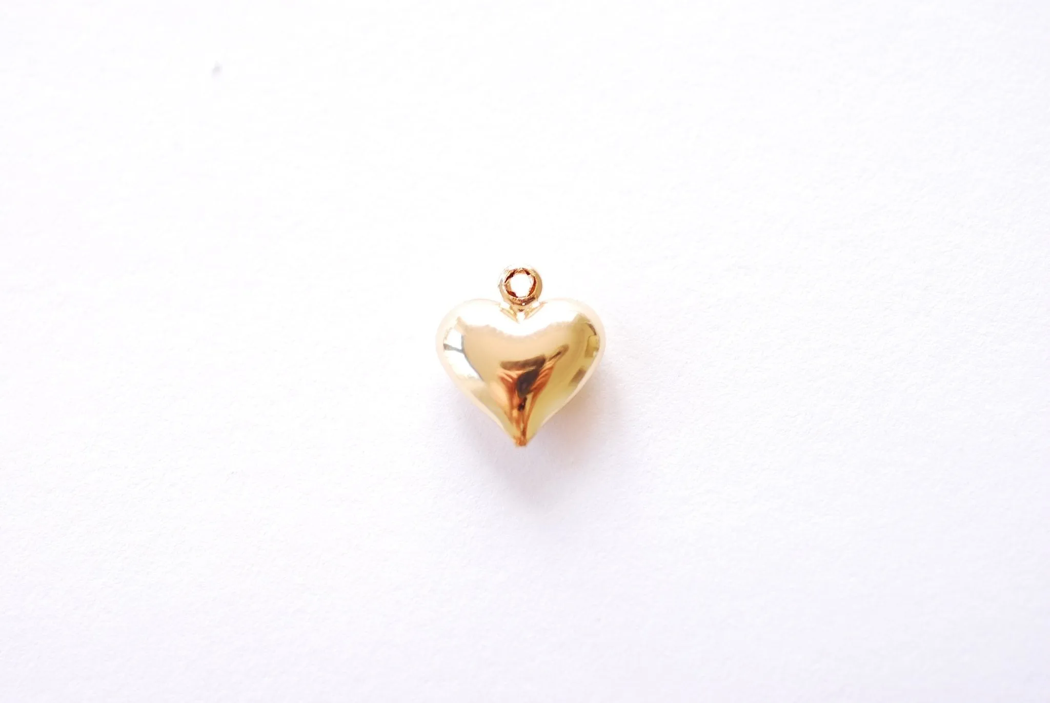 Puffy Heart Wholesale Charm - 16K Gold Plated over Brass | Round 3D Love Heart Pendant HarperCrown B309