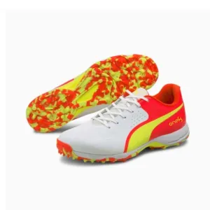 PUMA 19 FH Rubber Red Blast - Yellow Alert White Cricket Shoe