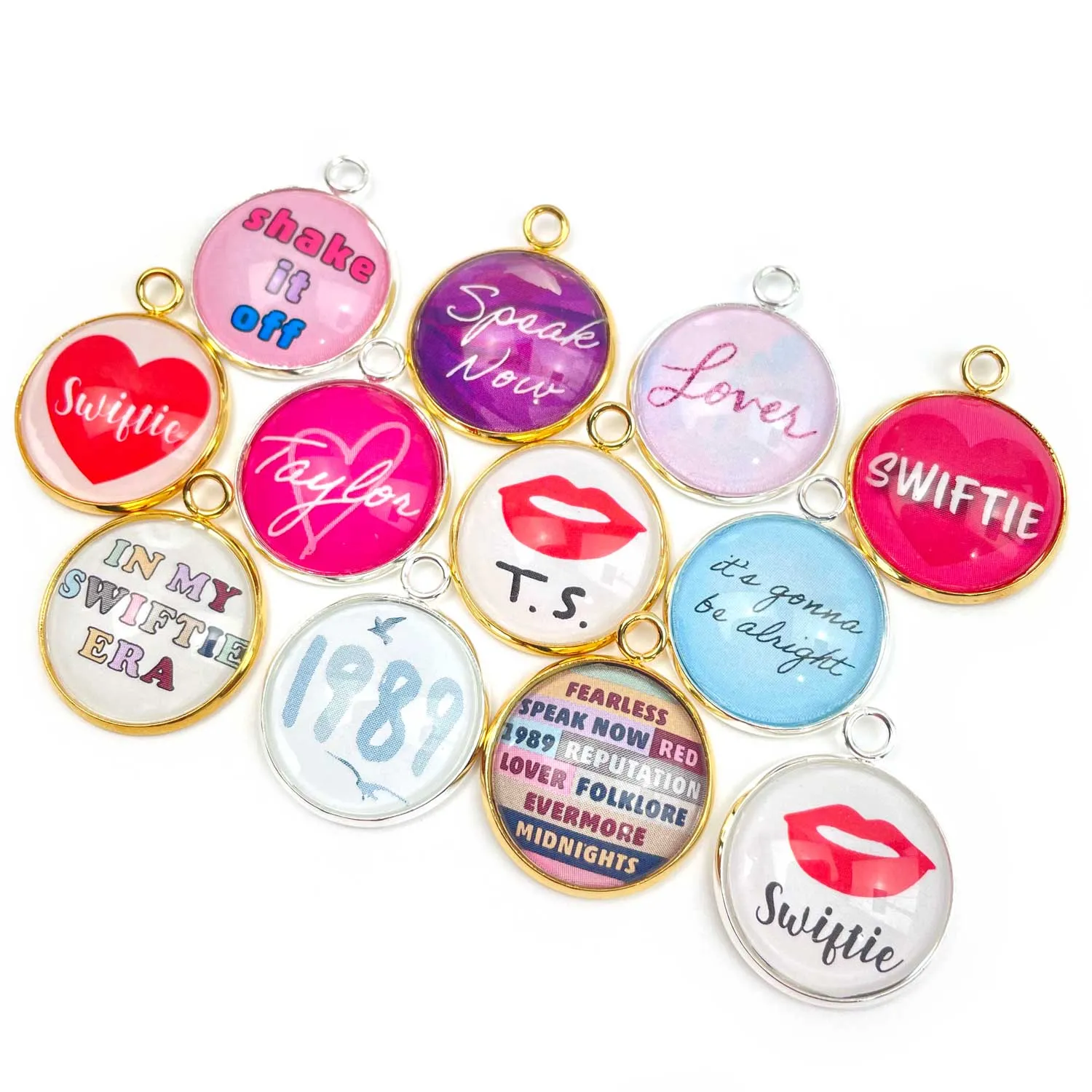 "I Love Taylor" Jewelry Making Charms – Wholesale Bulk Designer Glass Charms