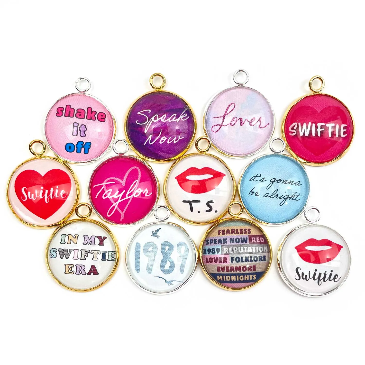 "I Love Taylor" Jewelry Making Charms – Wholesale Bulk Designer Glass Charms