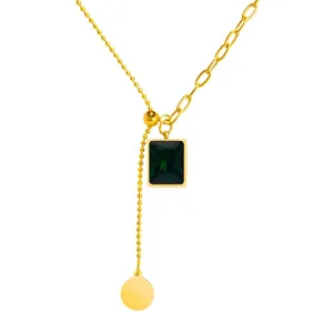 Reriti Intensity 18K gold plated Green Décor Drop Necklace