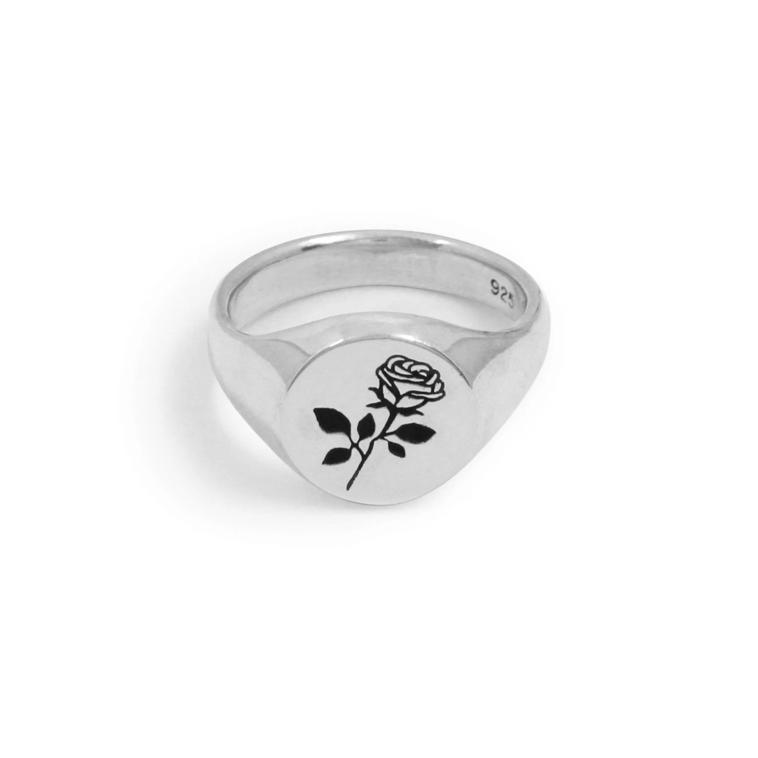 Rose Signet Ring in Sterling Silver