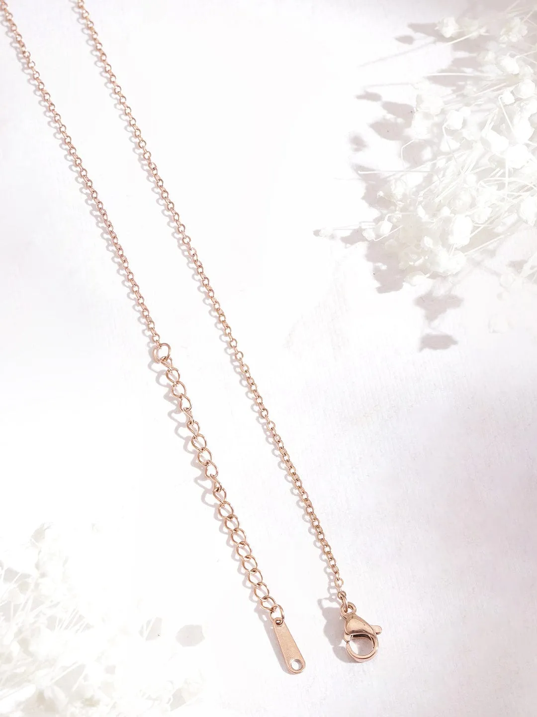 Rubans Voguish Rose Gold Plated Heart Shaped Charm Necklace