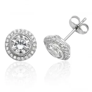 Silver & Co Luxurious Silver Halo Cubic Zirconia Stud Earrings SEG0001CZ