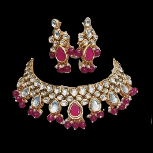 Simple Kundan Drop Hanging Necklace Set