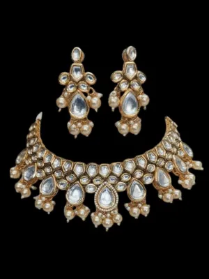 Simple Kundan Drop Hanging Necklace Set