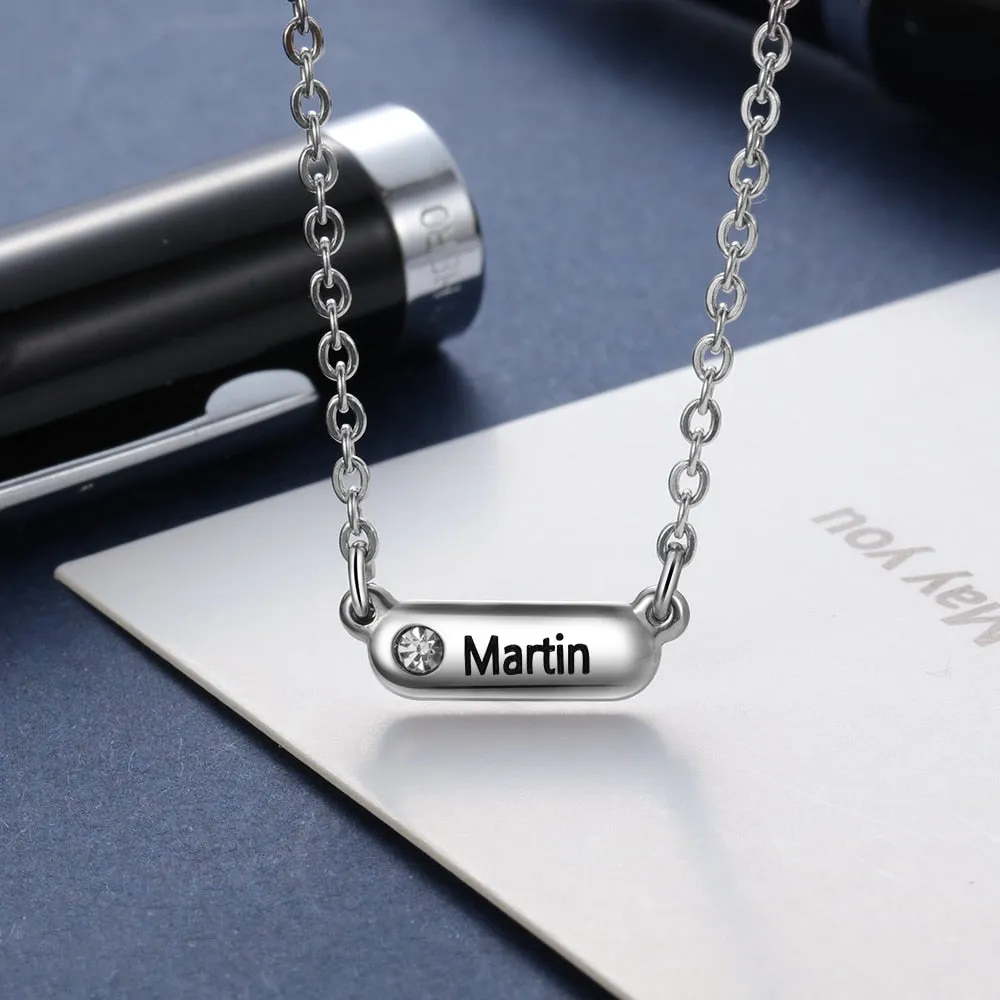 Stainless Steel Pendant Necklace Custom Engraving