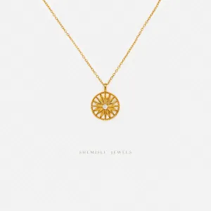 Star Circle Necklace, Silver or Gold Plated  (15.5" 2") SHEMISLI - SN026