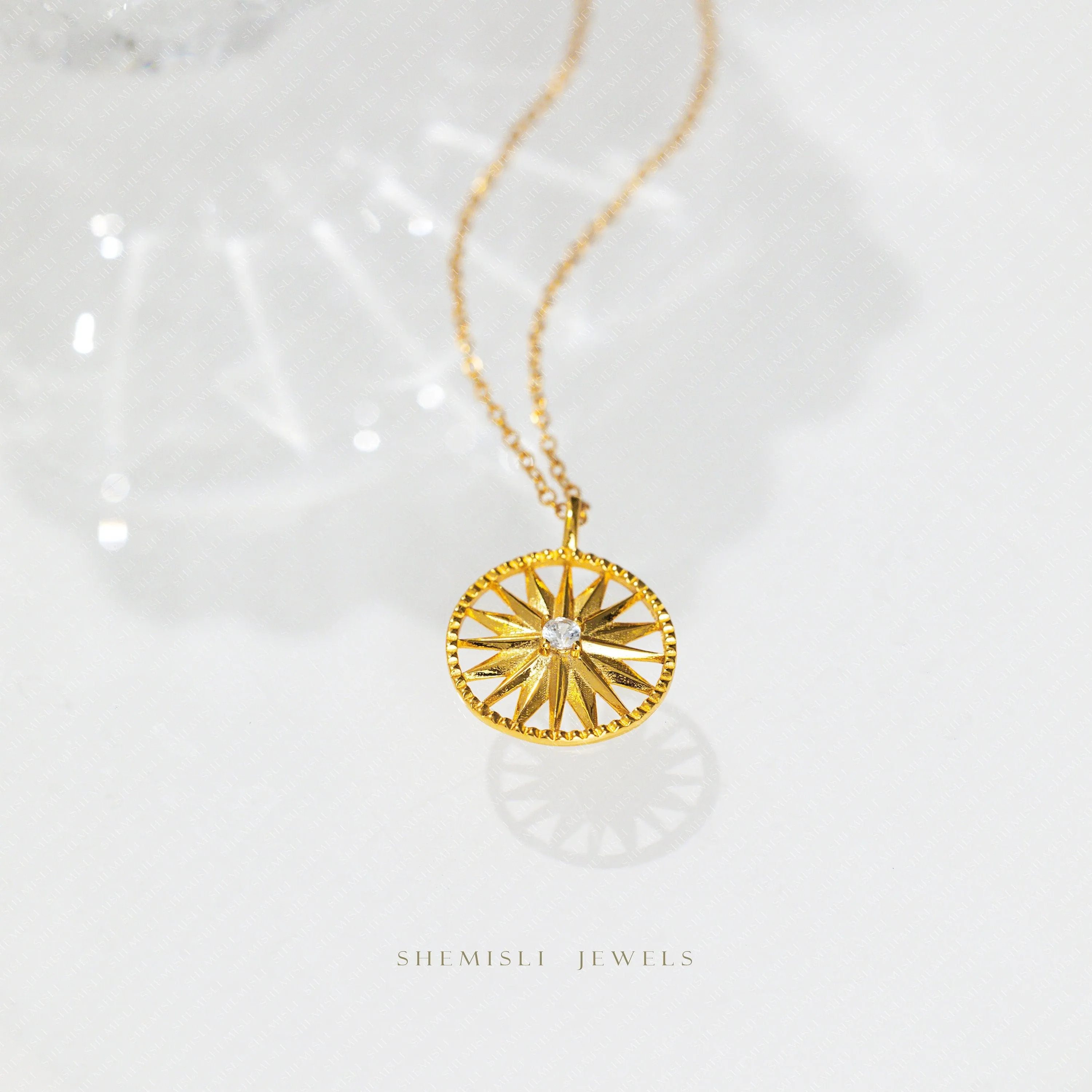 Star Circle Necklace, Silver or Gold Plated  (15.5" 2") SHEMISLI - SN026