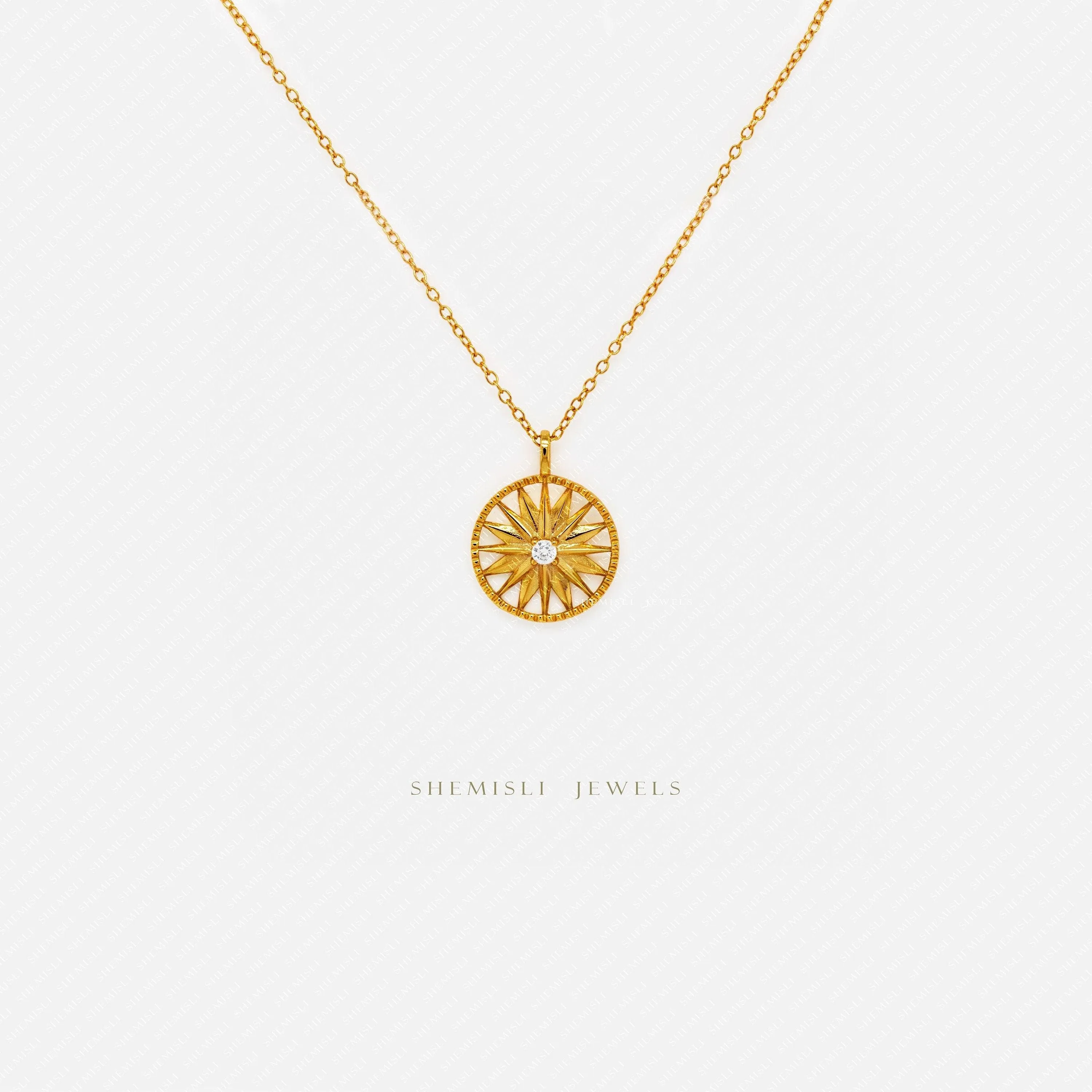 Star Circle Necklace, Silver or Gold Plated  (15.5" 2") SHEMISLI - SN026