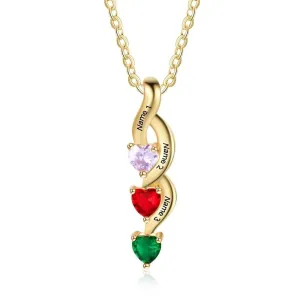 Sterling Silver Custom Heart-Shaped Birthstone Necklace