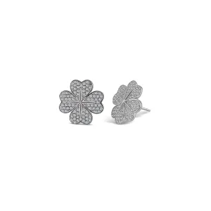 Sterling Silver Four Leaf Clover Hearts Earrings