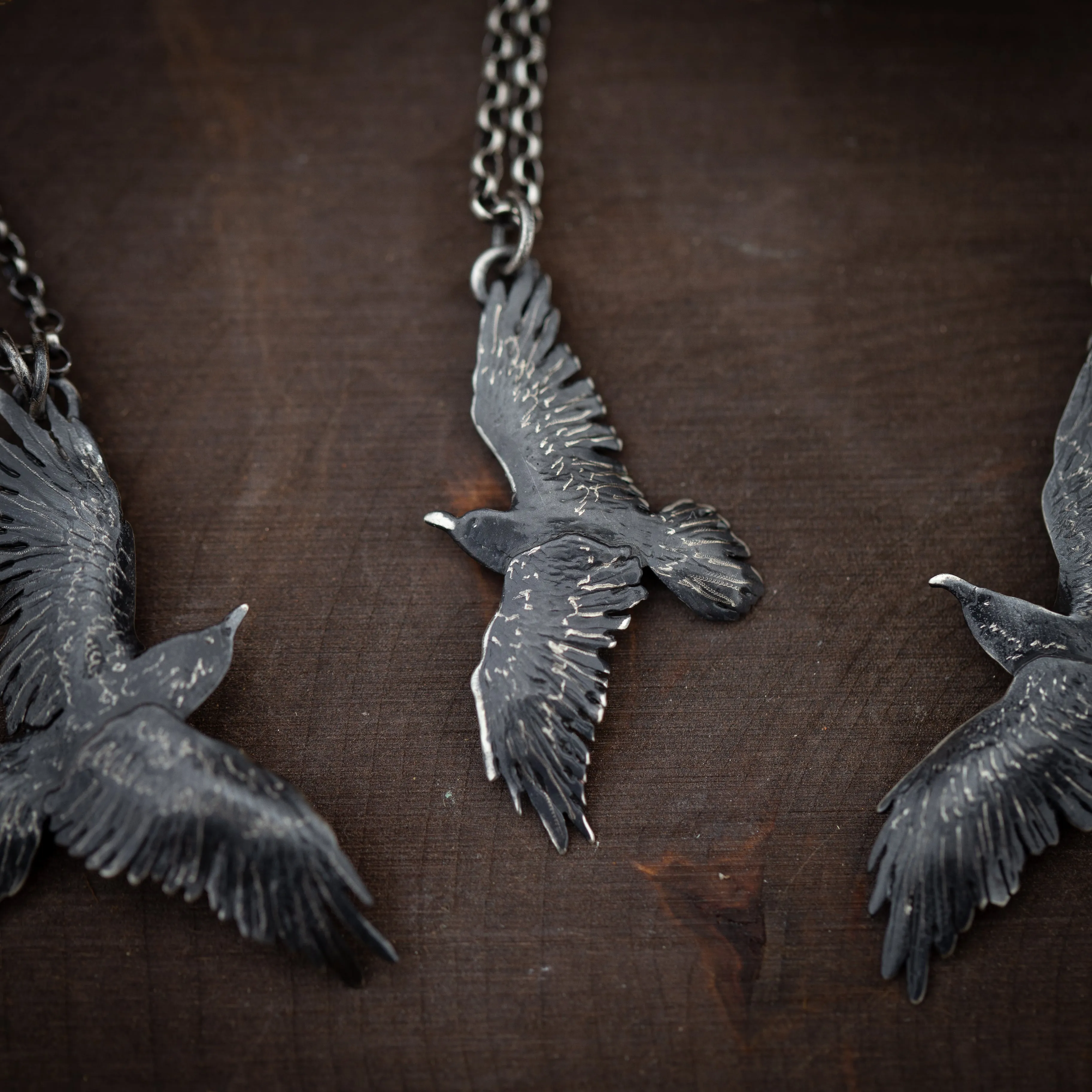 Sterling Silver Raven Necklaces