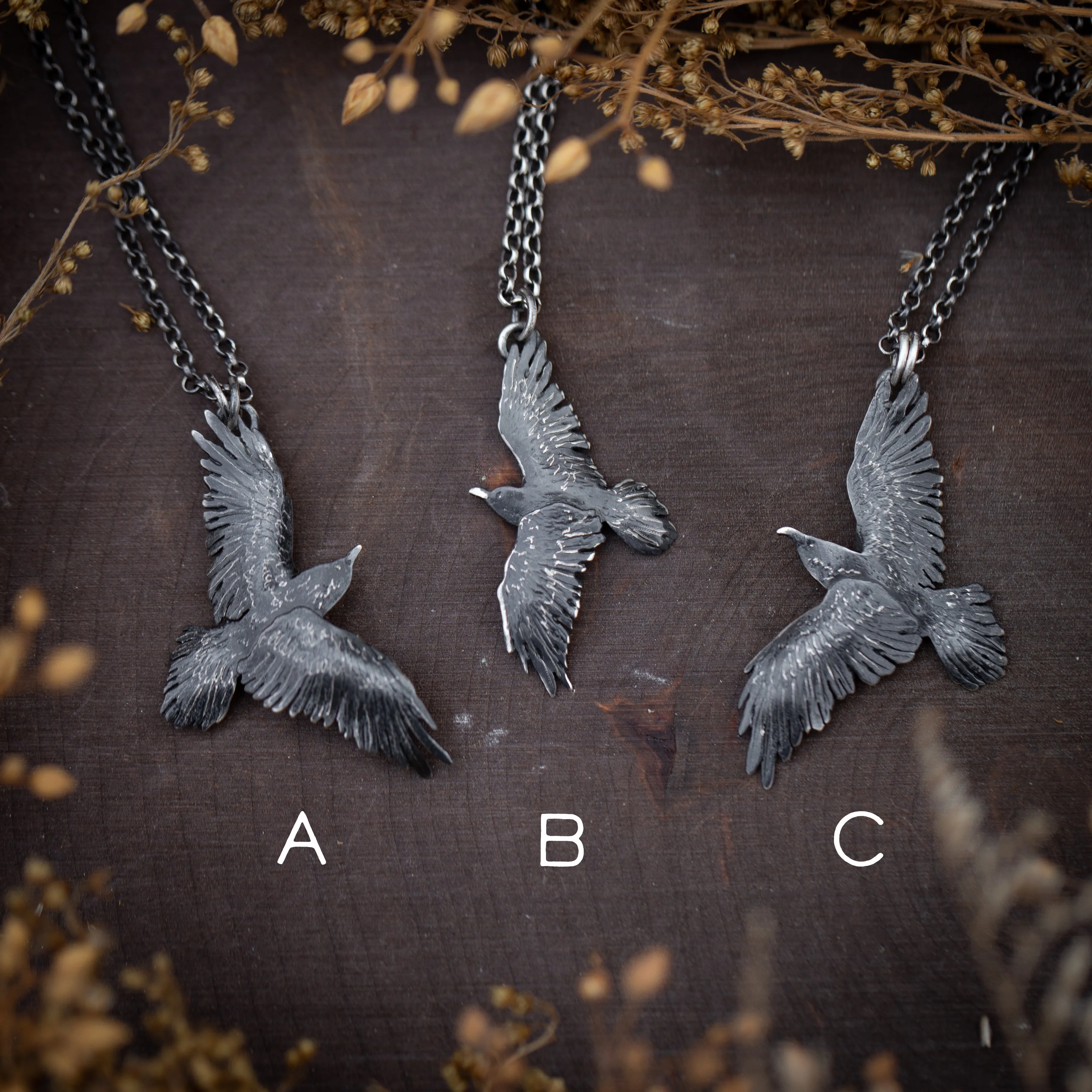 Sterling Silver Raven Necklaces